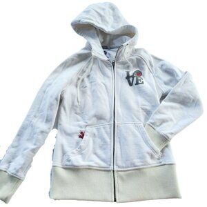 Kootenay Medium Canadian Love White Long Sleeve Full Zip Side Pockets Hoodie